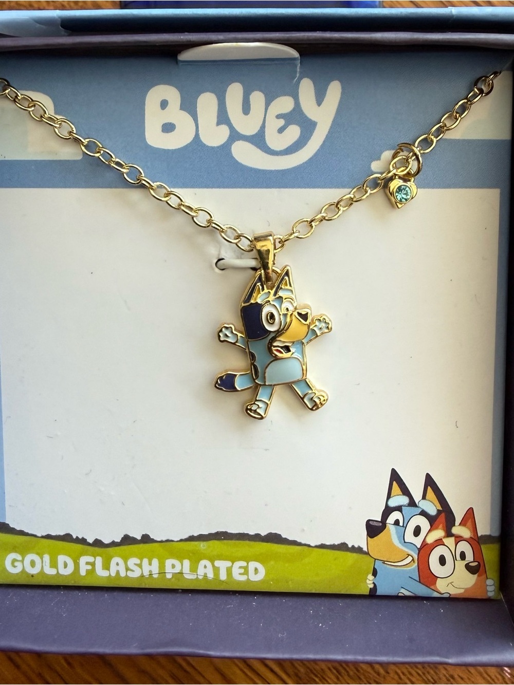 NEW IN BOX – Officially Licensed Bluey 18K Gold Flash-Plated Charm Necklace